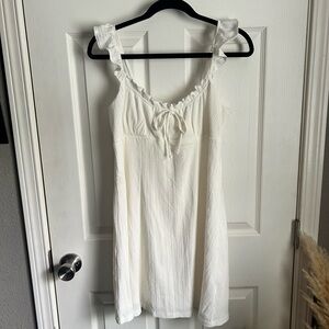 Women's White Ruffled Strap dress